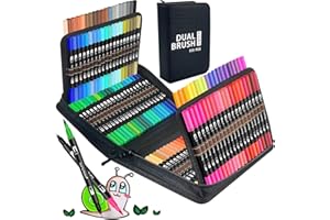 ‎HALOBIOS Halobios Dual Brush Pen Set, Filzstifte 120 Farben Pinselstifte Marker Aquarell Stifte Für Kinder und Erwachsene, Ausgestattet mit Schwarzer Tragetasche Lagerbasis