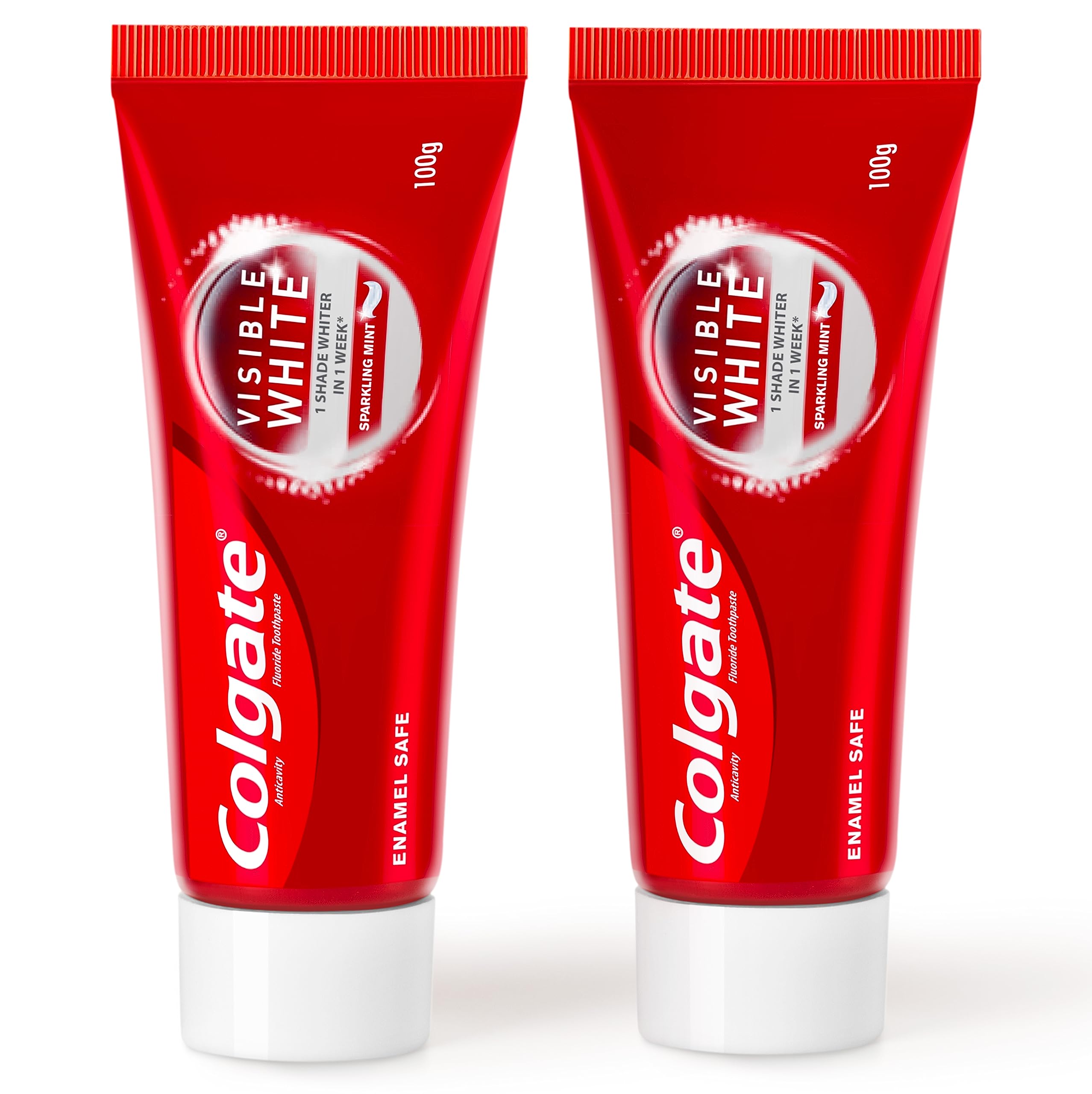 Colgate Visible White Toothpaste 200g (Combo Pack of 2 x 100g) Teeth Whitening Starts in 1 week, Safe on Enamel, Stain Remova