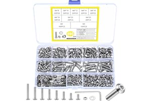 SIGULIKEJI 495 Pcs Tornillos M4 y Tuercas con Arandelas de Cabeza Hueca Hexagonal Allen de Acero Inox M4