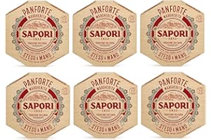 Sapori Panforte Margherita Steso a Mano Lot de 6 gâteaux de Noël avec amandes sucrées entières, zeste d'orange, melon et citron confits 320 g