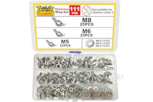 Fondlife Écrou Papillon, Kit Vis Papillon en Acier Inoxydable avec Kit Rondelles, Vis à Ailes à Filetage Métrique, Écrou d'aile à Visser à la Main (111)