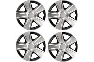 UKB4C 4x Wheel Trims Hub Caps 14" Covers fits Citroen C1 C2 C3 C4 Saxo in Silver and Black Alloy Look