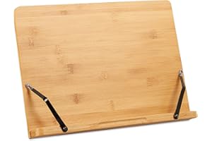 ‎RELAXDAYS Relaxdays Stojak na książkę, bambusowy, regulowany, 6 stopni, składana podstawka do czytania, wys. x szer. x gł.: 24 x 34 x 21 cm, kolor naturalny