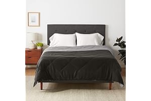 ‎AMAZON BASICS Amazon Basics Dwustronna kołdra z mikrofibry, 220 x 240 cm, szara/czarna