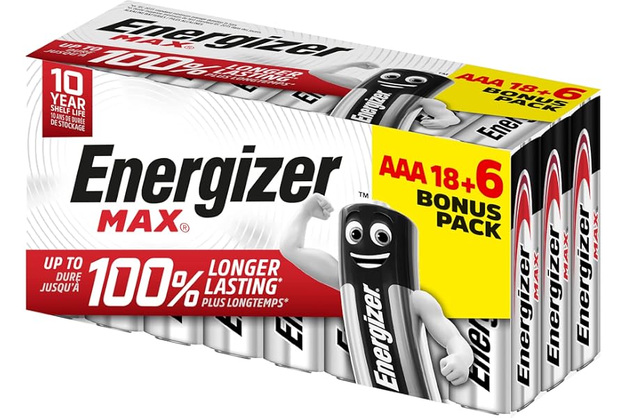 Energizer - Max, Pack de 18+6 Pilas AAA 1,5V, Más Potencia y Larga duración para Uso Cotidiano, sin sulfataciones y mantiene 