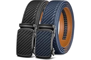 KEMISANT Gürtel Herren 2er, Gürtel Ratsche Automatikschließe Ledergürtel für Herren Verstellbar 35mm Breit mit Geschenkbox