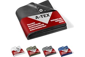 A-TEX® Bauzaunplane 140g/m² (Schwarz, 1,76 x 3,41 m) I Größe und Farbe wählbar I Für Standardmaß Bauzaun I Wasserdicht & Blickdicht I Abdeckplane m. Ösen I Reißfest | UV-stabilisiert