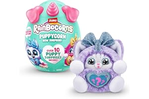 Rainbocorns Puppycorn Bow Surprise, Puppycorn Series 3, Rufus the Husky - Collectible Plush - 5 Layers of Surprises, Peel and Reveal Heart, Stickers, Slime, Ages 3+ (Husky)