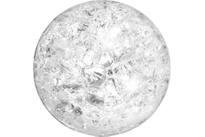 sourcing map 80mm/3.1" Crystal Sphere Ball Ice Cracked Glass Solid Decorative Sphere Crystal Ball Prop Ornament for Feng Shui Divination Fortune Telling Tabletop Fountain Decoration, Clear