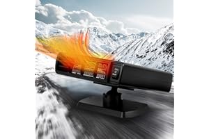 Uwelliky Auto Heizlüfter 12V 120W Tragbare Auto Heizung, 2 in 1 Heizung Kühlung, Autoheizung Fenster Entfroster Demister, 360° Drehbar Schnelleheizung Zusatzheizung, die in Stecker Zigarettenanzünde