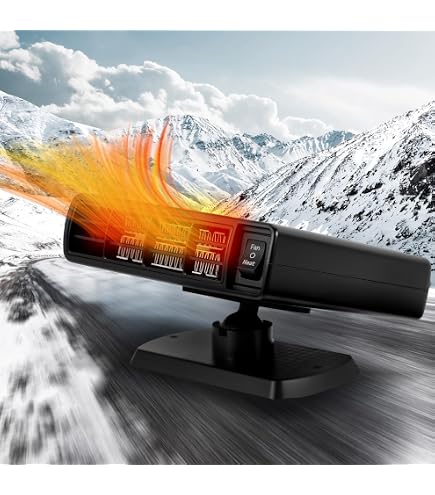 Chauffage De Voiture 12V Portable - 2 En 1 Anti-buée/dégivreur, Base Rotative 360°, Prise Allume-cigare - 9
