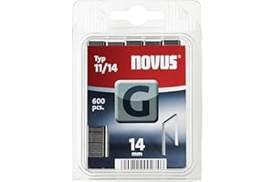 Novus Klamry płaskie druciane 14 mm długości, do zszywacza młotkowego, 600 zszywek zszywek typu G 11/14, z ocynkowanego drutu stalowego