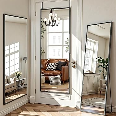 COFENY Boog full-body spiegel, 150 x 40 cm vloerspiegel met gouden aluminium frame, rechthoek staande spiegel, grote wandspiegel om te staan, leunen of hangen, vloerspiegel voor slaapkamer, woonkamer