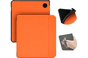 ERUNTO Custodia per Kobo Libra 2 (versione 2021)/Tolino vision 6 da 7 pollici, Cover in TPU con Texture in Tessuto e Cintura sul Retro, Cover Magnetica con Funzione Smart Wake-up/Sleep (Arancia)