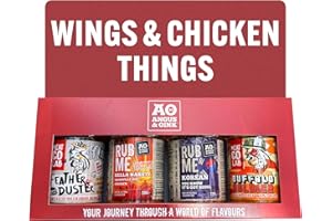 Angus & Oink Gift Set | Wings & Chicken Gift Box | 1 x Feather Duster BBQ Seasoning 220G | 1 x Hella Nashty 200G | 1 x Korean Seasoning 200G | 1 x Buffalo seasoning 200G | The best BBQ Lover Gift Set