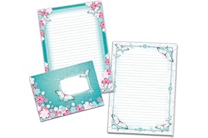 ‎LIMONIA Limonia Briefpapier-Set mit 2 Briefblöcken für Mädchen: Schmetterlinge & Blumen (1 bunt, 1 ausmalbar, A5, 25 Blätter + 25 Umschläge)