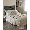 Riva Home Paoletti Brooklands Luxury King Size Bedspread - Champagne Cream - Velvet Feel Quilt Design - Linen Border - 100% Polyester Filling - 240 x 250cm (94 x 98" inches)