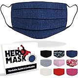 Hero Mask Denim Reusable Face Mask UK from 3 Layers of Blended Cotton | Unisex Reusable Denim Face Mask | Made in London | Wa