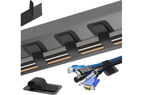 fansto Skrivbordskabelhantering, förpackning med 20 återanvändbara buntband med kardborreband, band för krok och ögla, ultralånga 130 mm remmar