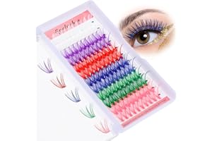 Amabro Kolorowe rzęsy do przedłużania rzęs, 120 szt., 14 mm, 16 mm, profesjonalne, pojedyncze, D Curl, 6 kolorów