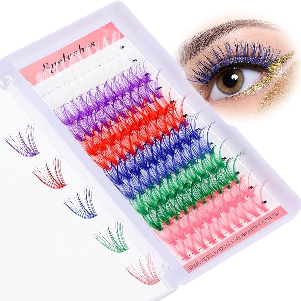 NAGARAKU Bunte Einzelwimpern 1:1 – 8 Regenbogenfarben, 0.15 D Curl, 13mm, 16 Reihen, Für Farbige Wimpernverlängerungen