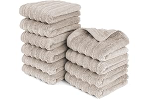 ‎PURE LABEL Pure Label Gasthandtuch - 10er-Pack 30x50cm aus 100% Baumwolle - saugstark, schnelltrockend & weich - Gästehandtuch mit Anhängeschlaufe - Oeko-TEX Zertifiziert - Taupe