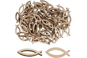 BOFUNX 100 Stück Holz Fisch Deko Tischdeko Taufdeko Verzierung für Taufe Kommunion Konfirmation Firmung Decoration