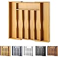 Bamboo Kitchen Drawer Organizer-Expandable Silverware Tray for Drawer/Utensil Holder and Cutlery Tray with Grooved Drawer Dividers for Flatware and Kitchen Utensils by oridom (Natural)