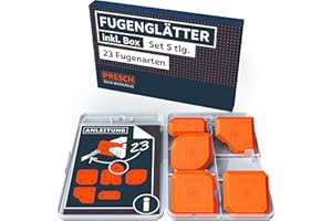 Presch Fugenglätter Set 5tlg. - Makellose Fugen dank extrem gerader Kanten - Spezialnoppen für leichtes Aufheben - Ideal für Dichtstoffe wie Acryl, Silikon uvm. - Silikon Abzieher inkl. Box