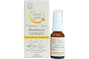 RAW POT - Organic RAW Propolis Spray for Kids 1+ - Alcohol-Free Pure Unpasteurised Natural Bee Propolis Liquid for Sore Throat Relief, Children Immune Support, Immunity Supplement for Kids (20ml)