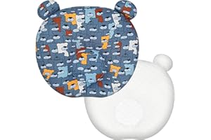 FORYEE Toddler Pillow for Sleeping, Baby Pillow 9.64 X 8.74 Inch Small Kids Travel Pillow Soft & Skin-Friendly for Pushchair,Car Seat,Travel (Blue Bear)