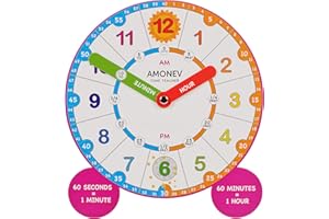 Amonev Time Teacher scope Magnet clock, teach children to Instantly read and say the time with this hand held teaching aid