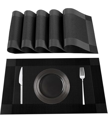 Set 6 Tovagliette Americane IPEA 45x30cm - Lavabili, Antiscivolo, Resistenti Al Calore, Nere - Foto 10