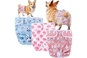 XFLYP 3 Stück Wiederverwendbare Hundewindeln, Läufigkeitshose für Hündinnen Hochsaugfähige, Waschbare, Einstellbar und umweltfreundliche, Hygienische Hundewindeln für Inkontinenz Hund (S)