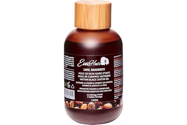 EvasHair Lwil Maskriti/Huile de ricin noire d’Haïti (120ML)