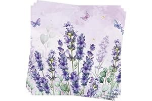 AFYHH Floral Spring Bloom Easter Napkins - 40Pcs Paper Napkins Spring Decorations Flowers Lavender Napkins Serviettes for Afternoon Tea Party Birthday Engagement Baby Shower Bridal 33x33cm