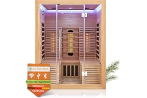 Artsauna Helsinki 150 Infrared Sauna 150 x 150 cm with Dual Technology, LED Colour Light Therapy & 2 Loungers for 3 People, Heat Cabin