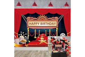 BUTEN Toile de Fond Rouge sur Le thème du Film 7x5ft pour Anniversaire, Tapis de scène, Fond de Photographie d'étoiles de célébrité, décoration d'événements