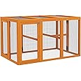 PawHut Wooden Chicken Run Hen Coop House Combinable Design Outdoor Use with Perches, for 1-3 Chickens, Ducks, 140 x 84 x 80cm