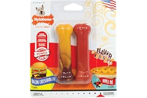 Nylabone Extreme Tough Dog Chew Toy Bones, Cheeseburger & Apple Flavour, 2-częściowy, mały, dla psów do 11 kg
