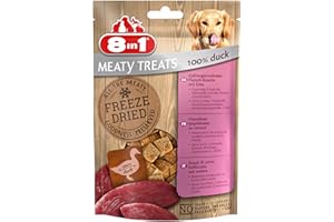 8in1 Meaty Treats - Golosinas para Perros liofilizadas de Pato, 100% Carne, sin Cereales y sin azúcar, Bolsa de 50 g