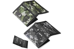 Saillong 2 Pcs Portefeuilles à Trois Volets Porte-Monnaie Fin Mini Portefeuille Zippé Portefeuille de Sport pour Garçons Ado Enfants Hommes Cadeaux Anniversaire Extérieur (Vert Armée, Gris Foncé)