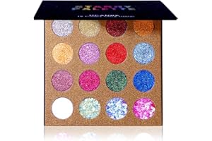 UCANBE Pro Glitter Eyeshadow Palette - Professional 16 Colors - Chunky & Fine Pressed Glitter Eye Shadow Powder Makeup Pallet Highly Pigmented Ultra Shimmer for Face Body