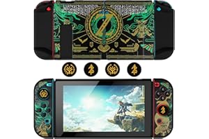 DLseego Schutzhülle für Switch - Schlanke, Coole Docking Hülle Mit Joycon Abdeckung und Daumengriffkappen, Harte PC-Schutzhülle Kompatibel Mit Switch, Schwarz und Grün
