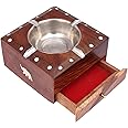 ITOS365 Wooden Handmade Ashtray with Cigarette Holder 4 Slots for Home Office Car