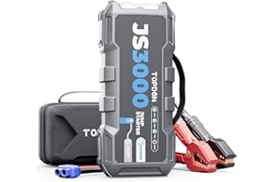 TOPDON JS3000 Booster Batterie, Demarreur Batterie Voiture 3000A/24000mAh Jump Starter pour Moteurs Diesel Jusqu'à 9L et 7L, avec Charge Rapide USB & Lampe Poche LED Intégrée