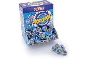 FIESTA Kojak Pintalenguas Caramelo con Palo Sabor Mora Relleno de Chicle - Caja de 100 unidades