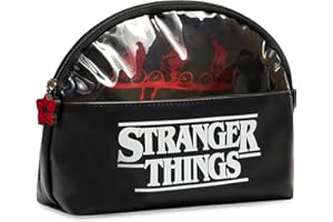 Stranger Things Trousse de Toilette, Petite Trousse de Voyage Zippée, Accessoire Officiel Fille Ado Adulte (Noir)