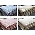 Snugglemore New and Improved Traditional 100% Pure Wool Solid Weave Blanket Throw with Satin Ribbon Trim (Camel, Single)