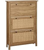 HOMN LIVING Meuble à Chaussures Ángel 4 Portes - Chêne 63x24x150 Cm - Rangement Pratique